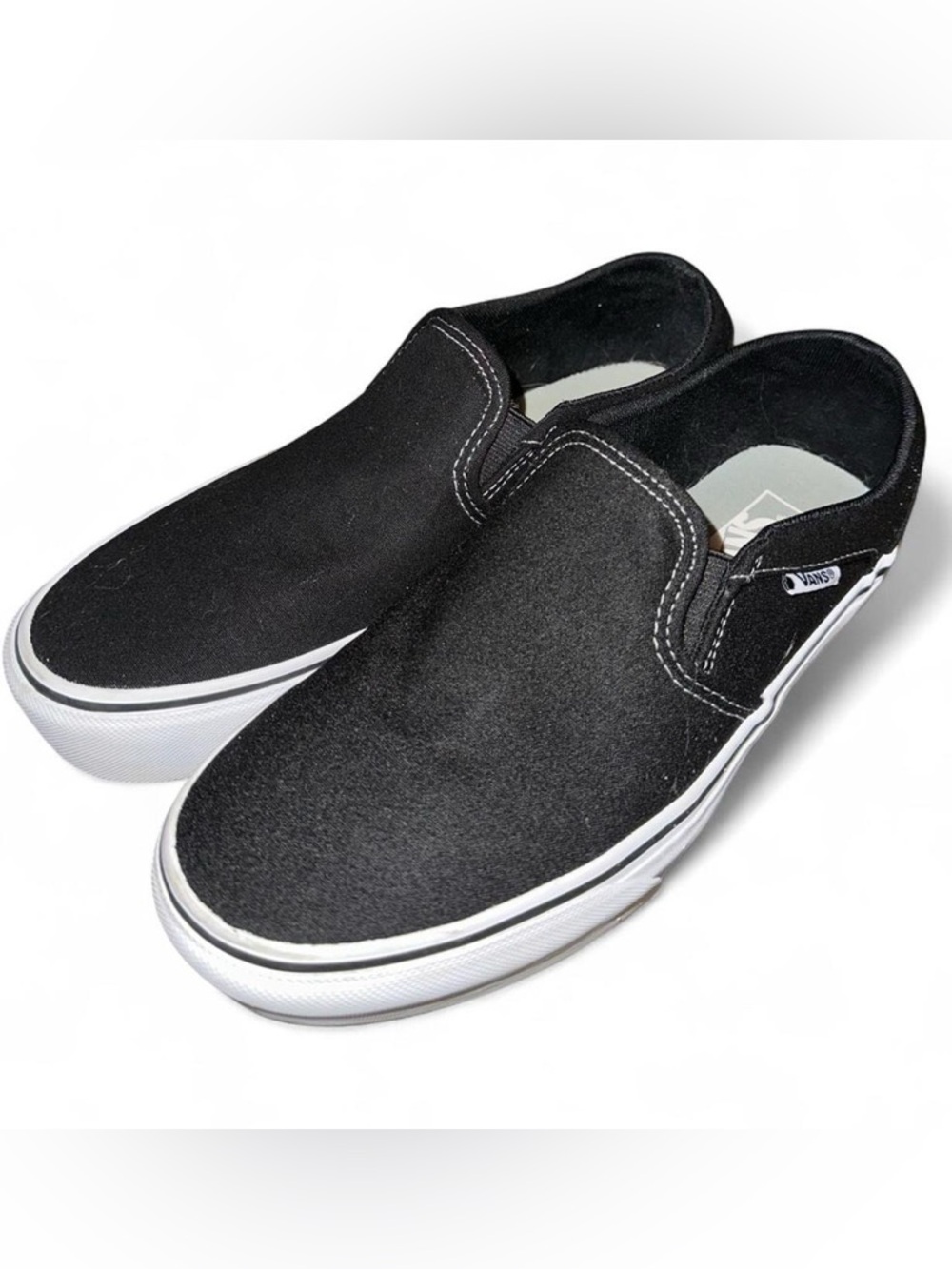 Vans Classic Platform Slip-On Canvas Sneakers - Black with White Sole